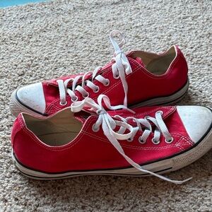 Converse Red Canvas Sneakers with White Laces size 10 men / 12 women